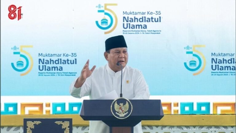 NU Kuat Indonesia Kuat: Presiden Prabowo Subianto Tegaskan NU Adalah Aset Berharga Bangsa di Muktamar ke 35 NU Jombang